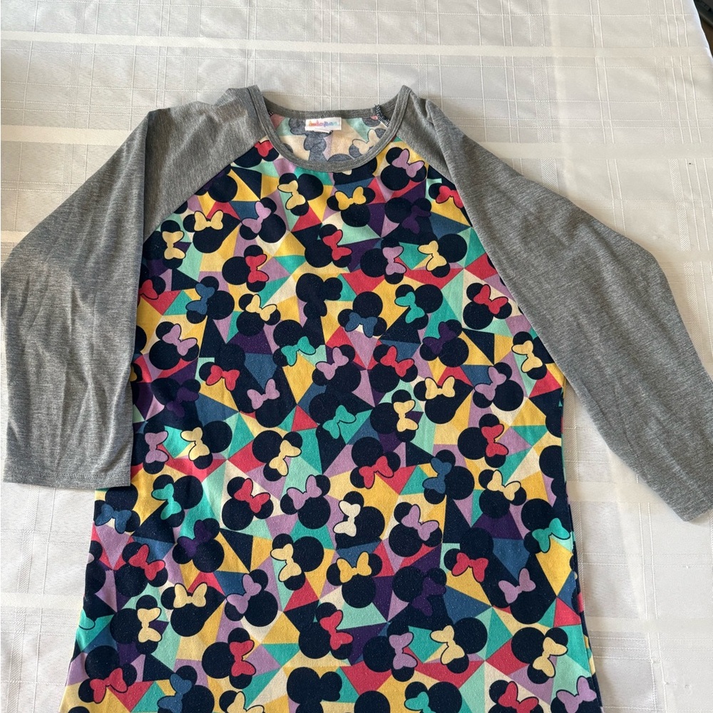 LuLaRoe Mickey Mouse Raglan Tee with Gray Trim